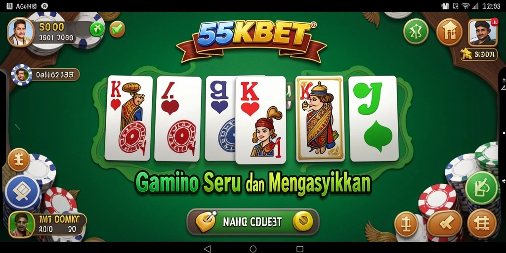 Screenshot 55KBET yang menampilkan momen seru permainan Domino.