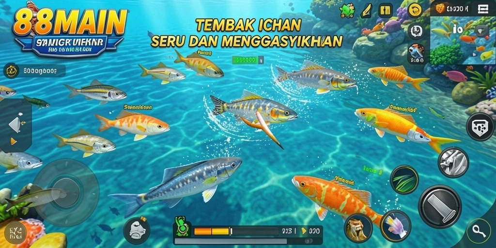 Tampilan grafis menakjubkan dari gameplay Tembak Ikan 88MAIN.