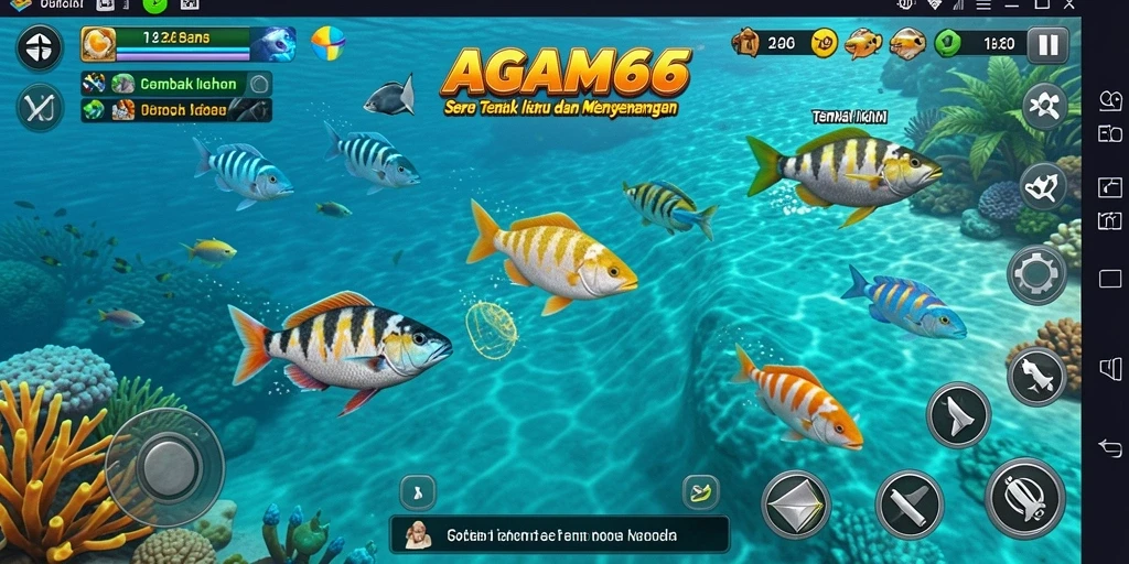 Tangkapan layar AGAM66 menunjukkan gameplay seru Tembak Ikan yang penuh warna.