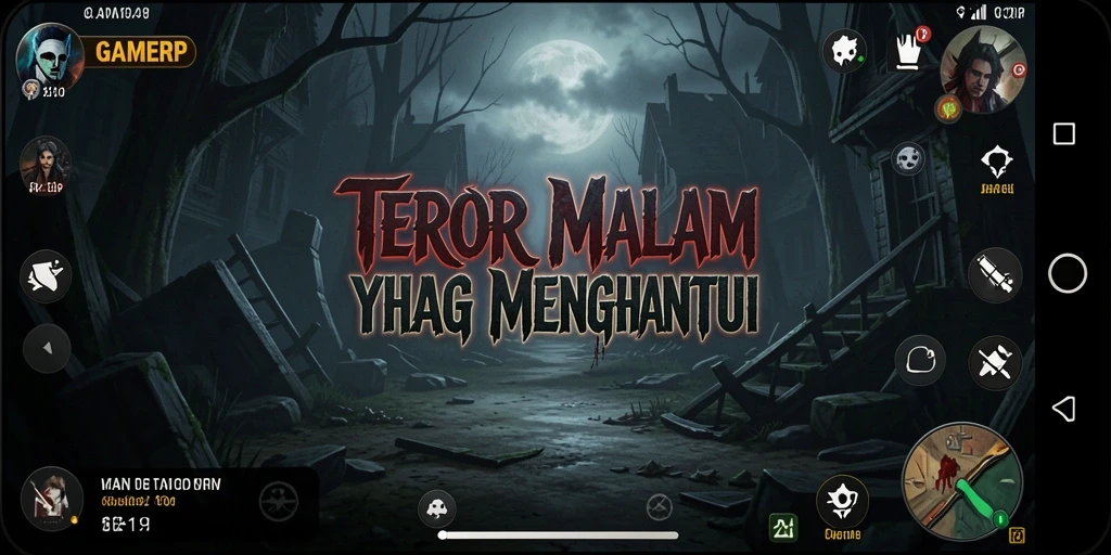 Screenshot menampilkan momen menegangkan dalam GAMERP saat karakter menghadapi hantu.