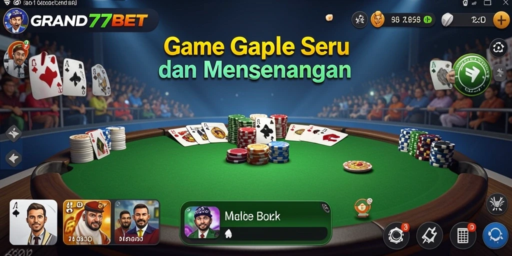 Tampilan gameplay Gaple di GRAND77BET yang menarik dan interaktif.