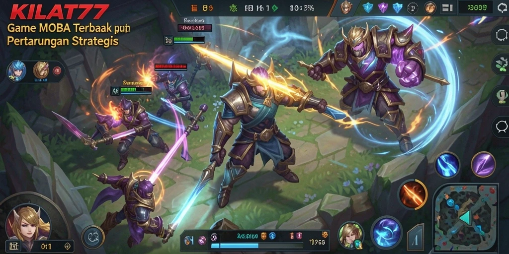 Gameplay seru KILAT77 dalam pertarungan MOBA yang intens.