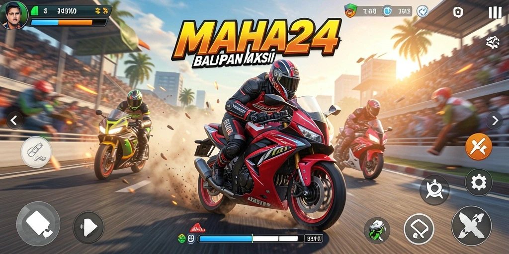 Gameplay seru dan mendebarkan dalam balapan motor.