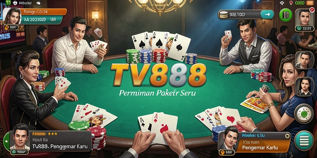Tampilan gameplay <strong>TV888</strong> yang mendebarkan dalam permainan Poker.