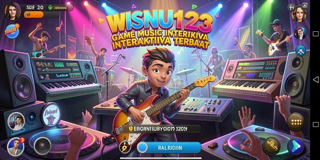 Tampilan interaktif dalam gameplay musik WISNU123.